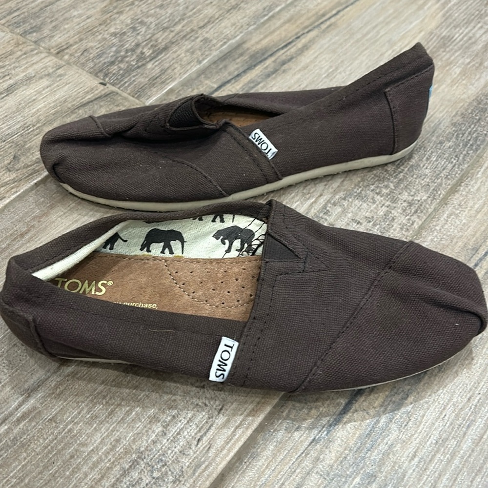Toms Women's Classic Canvas Brown Flat Slip On Shoes Size 6.5